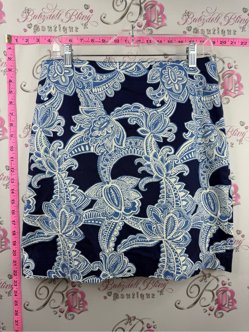 Talbots skirt pencil mini Navy and White Floral-Print Mini Skirt